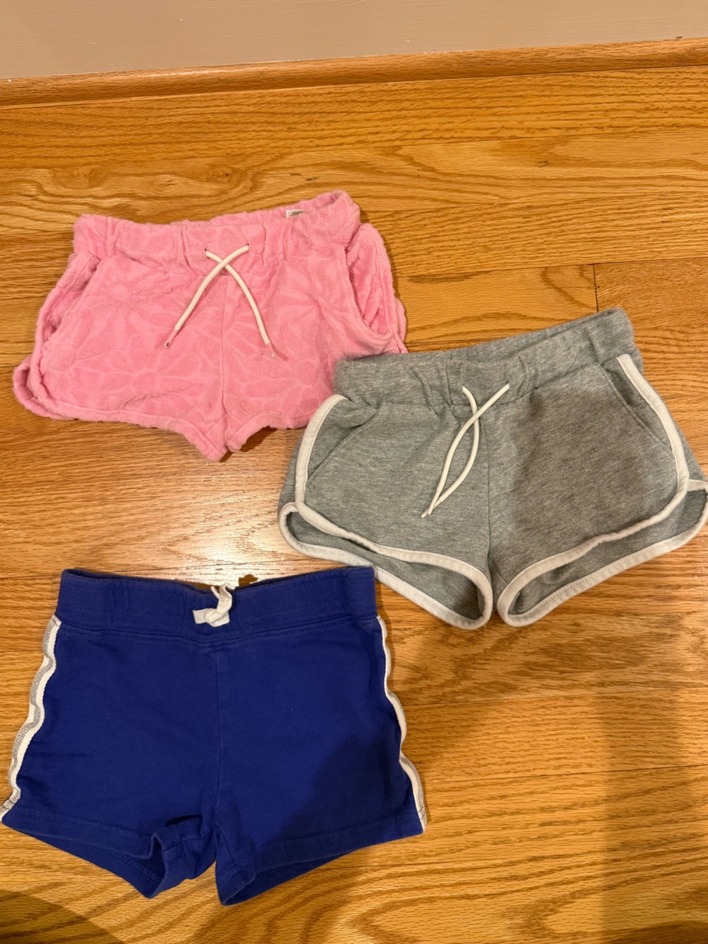Carter's & Old Navy Pink, Gray & Blue Knit Drawstring Shorts Trio Sz XS